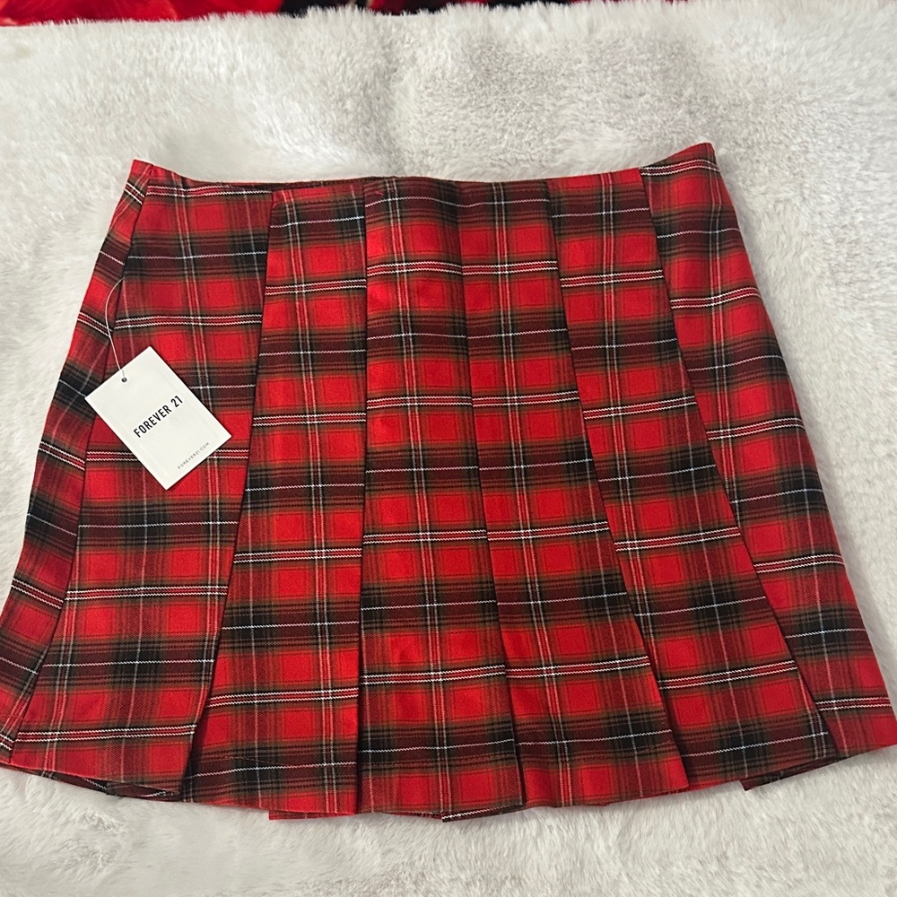 Forever 21 Red and Black Plaid Mini Skirt